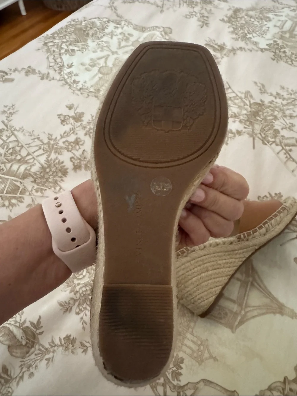 Vince Camuto Leera Espadrille Wedge Sandal Tan Leather Size 6.5